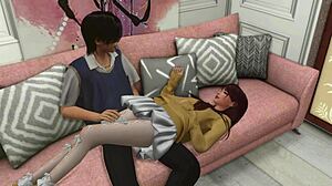 Skinny anime fan couple enjoy anal sex in pantyhose 😍