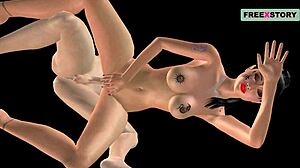 Animated porn shows japanese man fucking indian bhabhi in doggy while she rubs pussy then mutual masturbation.