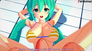 Hatsune Miku Bikini Footjob Blowjob Vocaloid Fantasy