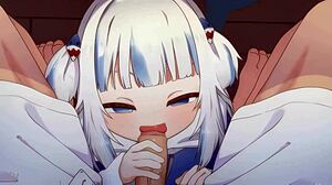 Gawr Gura Hentai El Sikişiyle Sik Okşuyor