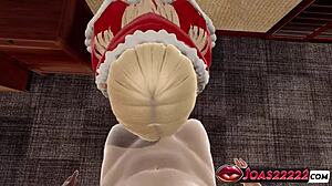 christmas elf giving hottest blowjob to big dick on bed 3d animation porn