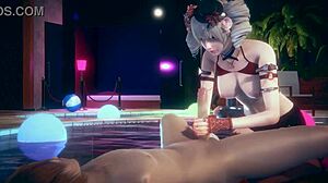 本子女孩在泳池手交和性交