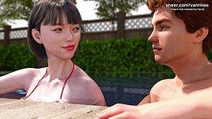 horny femdom step cousin teen 18+ with big boobs and a perfect body rides a big cock and gets her little 18+ pussy creampied life in santa county lisc taboo hentai game part 15