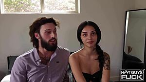 Tiny Petite Latina Teen Deepthroats Monster Cock Before Doggystyle Fucking