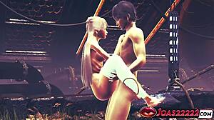 哇！蓝色头发公主穿孔乳头肛交后入式，抬腿传教士位，紧致小穴特写大量内射！