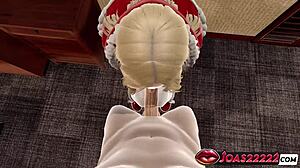 christmas elf giving hottest blowjob to big dick on bed 3d animation porn