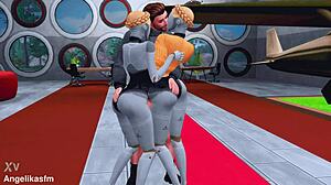 两个饥渴的双胞胎为年轻18+士兵安排硬肏和女支配