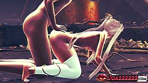 哇！蓝色头发公主穿孔乳头肛交后入式，抬腿传教士位，紧致小穴特写大量内射！