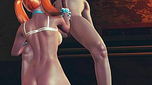 Red Head Goya 3D Hentai Rule34 Animation - POV Deepthroat Handjob for Big Dick Busty Titjob and Lick Service Ending with Cum in Mouth