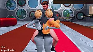 两个饥渴的双胞胎为年轻18+士兵安排硬肏和女支配