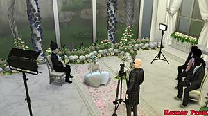 布尔玛的婚礼变得色情，丈夫看着老男人肏她的屁股！