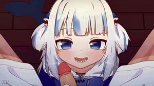 Gawr Gura Hentai El Sikişiyle Sik Okşuyor