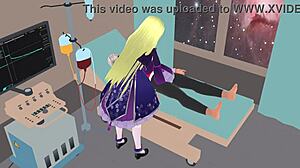 高挑金发天使埃里斯在太空船医院取悦救援者