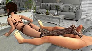 我爱足交，所以我让朋友用丝袜帮我手淫