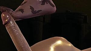 万圣节女巫Elsa性感动漫女孩穿丝袜 - 激烈乳交足交刺激