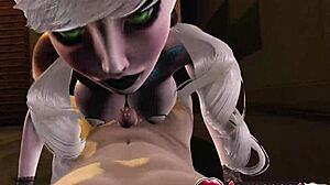 万圣节女巫Elsa性感动漫女孩穿丝袜 - 激烈乳交足交刺激