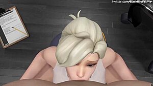 Overwatch characters engage in detailed 3D anime scenes