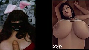 milf teases her huge natural tits watching hentai