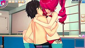 比基尼春音铁子和家伙在泳池里操