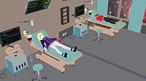 高挑金发天使埃里斯在太空船医院取悦救援者