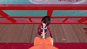 pov scene with mumei from kabaneri of the iron fortress in a casual animation