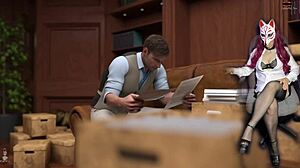 Deam cums on her panties in office