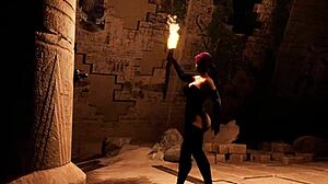 Lara as tifa: horny stone statue's big cock pounds her tight pussy.