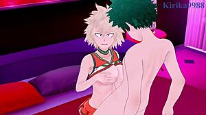 Himiko Toga and Mitsuki Bakugo Cheerleader Intense Sex with Izuku Midoriya in My Hero Academia Hentai