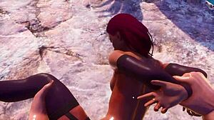 Sexy Woman In Latex Intensely Fucks Man At Waterfall With Monster Cock