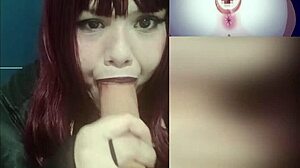 redhead goth wife playing with her huge tits while watching hentai