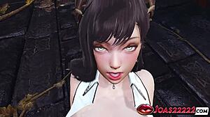 Tifa lockhart in white attire in 3d animation
