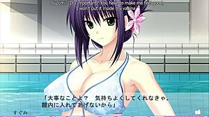In Sugumi's route five of Erotica Yuuwaku, the waterballing scene unfolds casually.