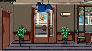 Jenny's first day as waitress? Hentai game!