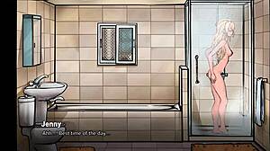 Jenny's first day as waitress? Hentai game!