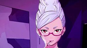 In this hentai, the MILF gives a BLOWJOB with her BIG TITS.