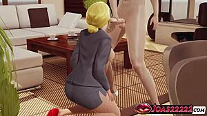 office dolly provides tongue service and blowjob pov in 3d hentai
