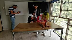 classroom teen offers ass for grades in hentai