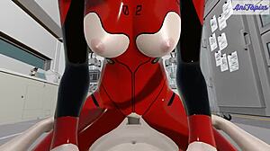 Aska's passionate dick ride instead of mecha