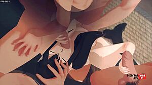 Mina ashiro in orgy sucks and jerks two dicks while fucked