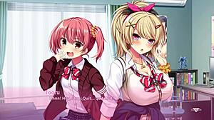 In real hentai situation part 8, blonde with big tits and ass performs blowjob on monster cock, leading to orgasm and facial