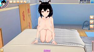 Neko Cat Girl with Black Hair