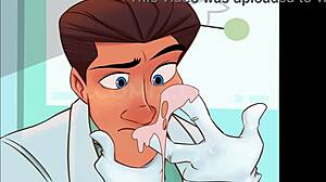 Naughty patient experiences first time at gynecologist in home animation