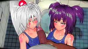 Two People Performing Blowjob In Anime Hentai