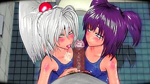 Two People Performing Blowjob In Anime Hentai