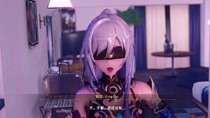 Jingliu rides cowgirl, big tits bouncing, fucking to orgasm and creampie in hentai animation