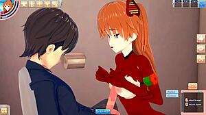 asuka langley gets fucked in the toilet. redhead hentai action unfolds.