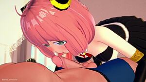 anya takes off her cute uniform in adult hentai version. Spying and parody included.