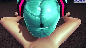 Hatsune Miku's big tits in 3D hentai blowjob and creampie before concert