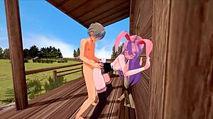 kuro usagi gets wild outdoor anal fucking with creampie