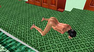 Whoa, watch this beautiful tattooed cutie rub her wet pussy to ecstasy in ancient temple 3D animation!